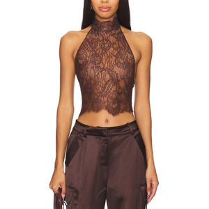 Retrofete Brown Lace Halter Top